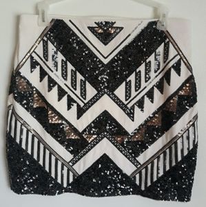 Express Sequin Mini Skirt Lycra with Lining